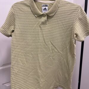 Adidas golf shirt size medium green with white stripes